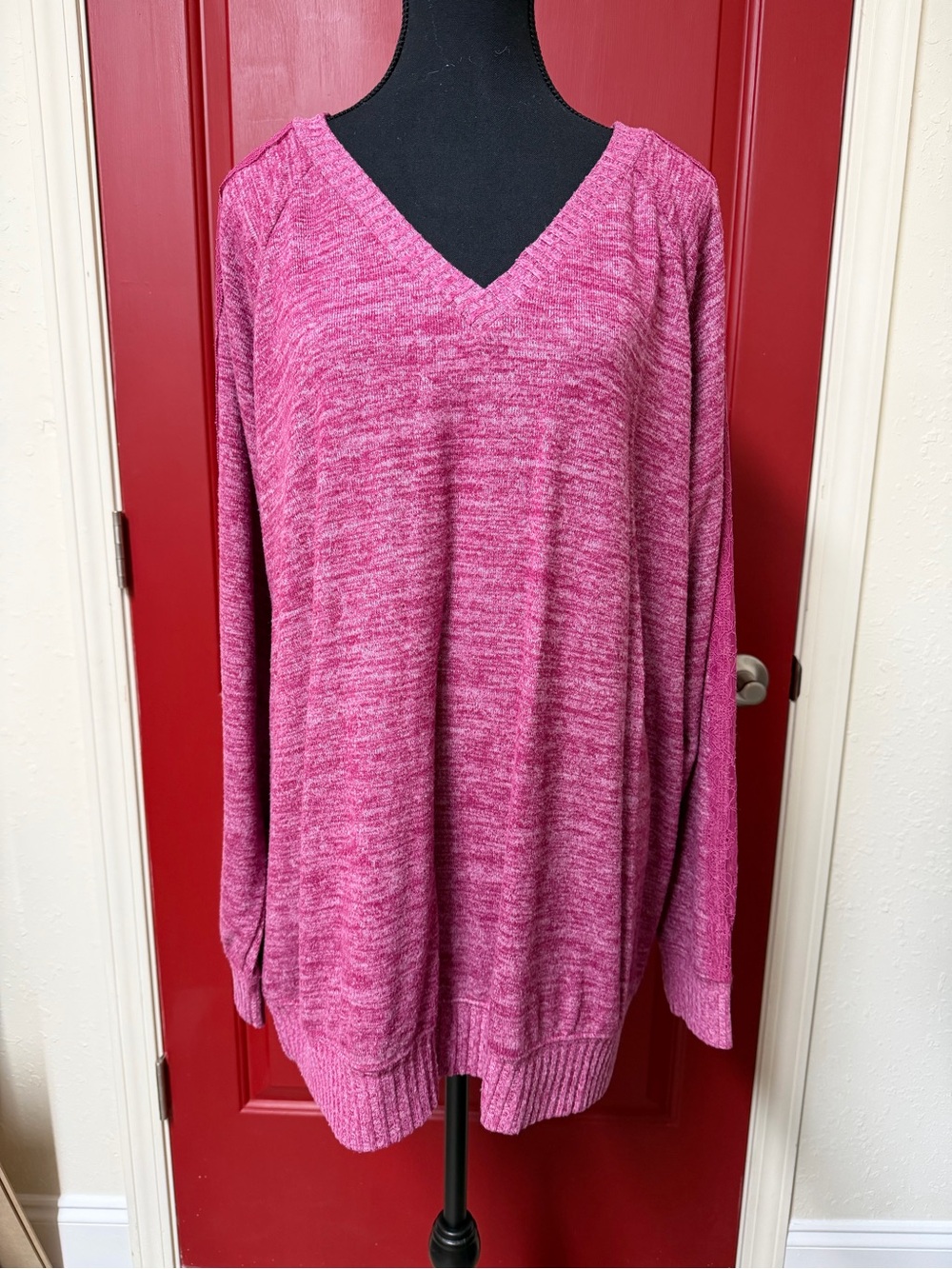 torrid Fuchsia Heather V-Neck Sweater